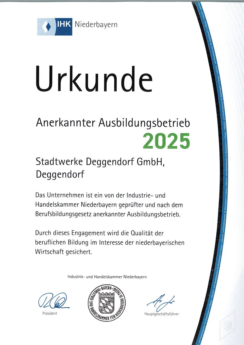 Zertifizierungen | STADTWERKE DEGGENDORF GmbH