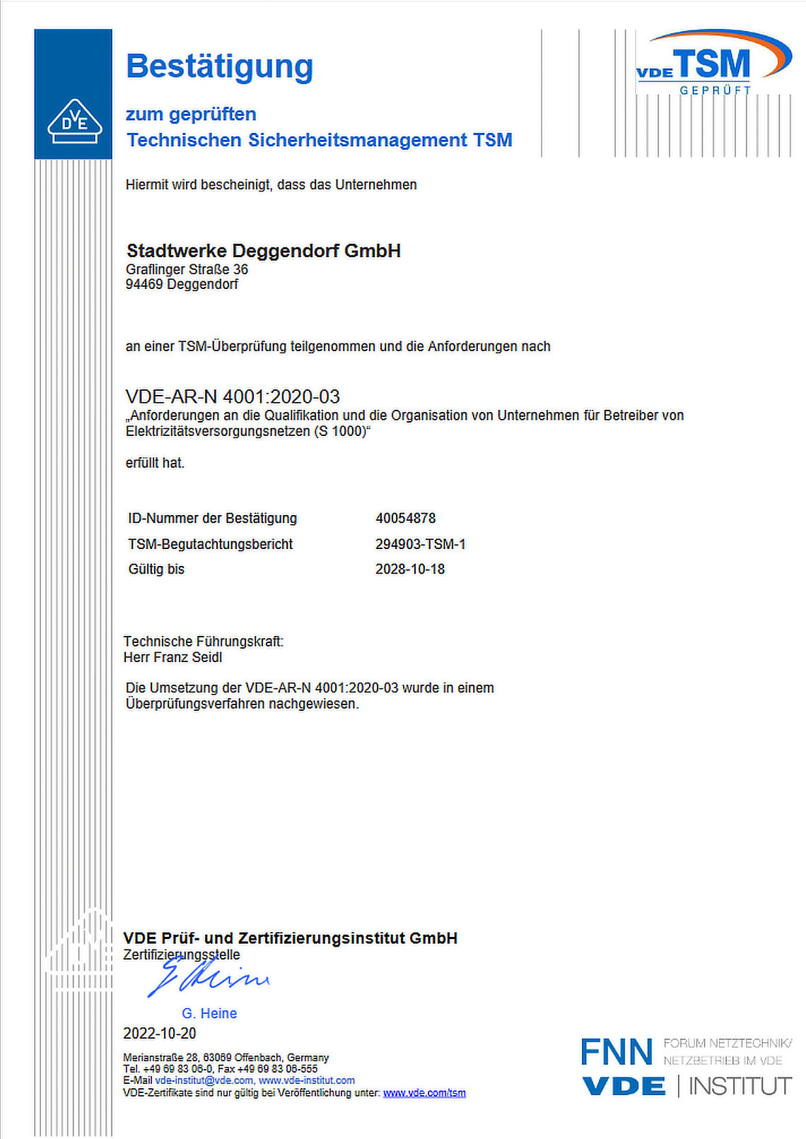 Zertifizierungen | STADTWERKE DEGGENDORF GmbH